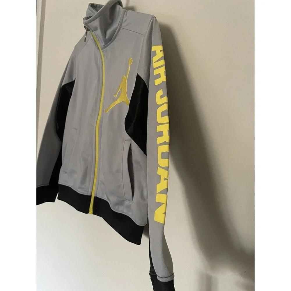 Air Jordan Full Front Zip Gray & Yellow Light Weight Track Jacket For Boys 4/5